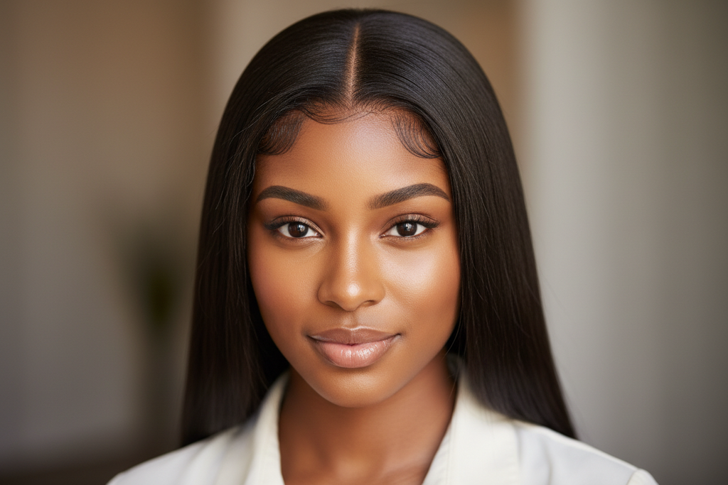 Brazilian silky straight transparent closure with natural middle part and undetectable lace